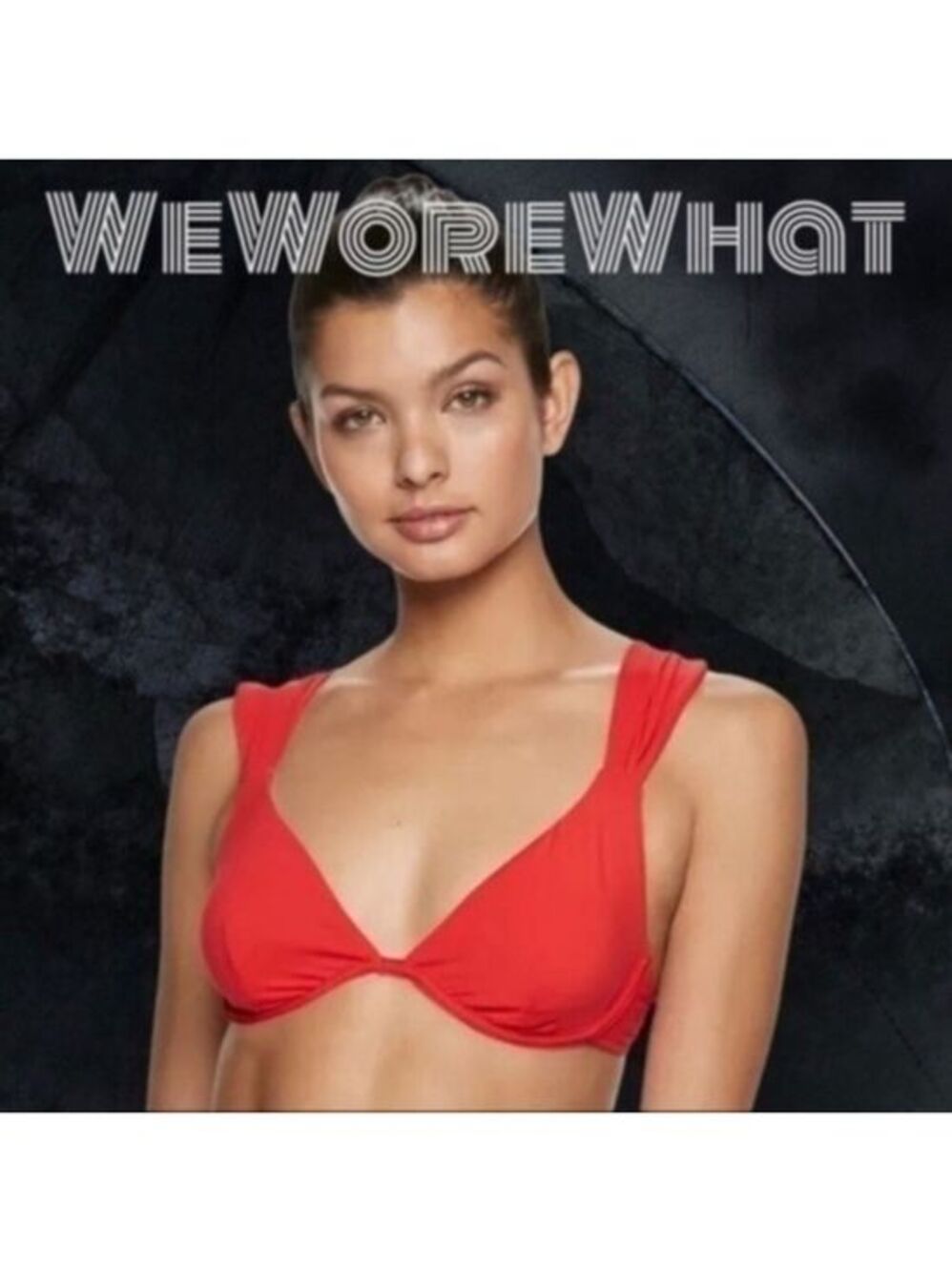 WE Wore What Allie Print Bikini Top in Tomato Red